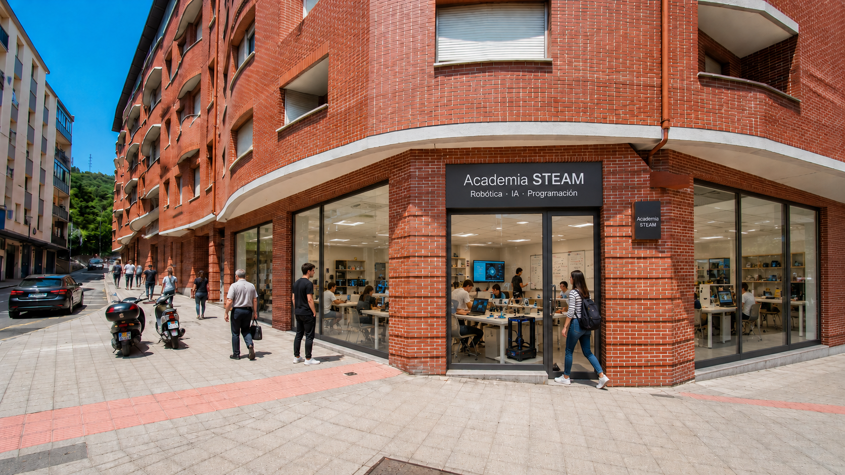 Vista del local como academia STEAM de robótica, IA y programación