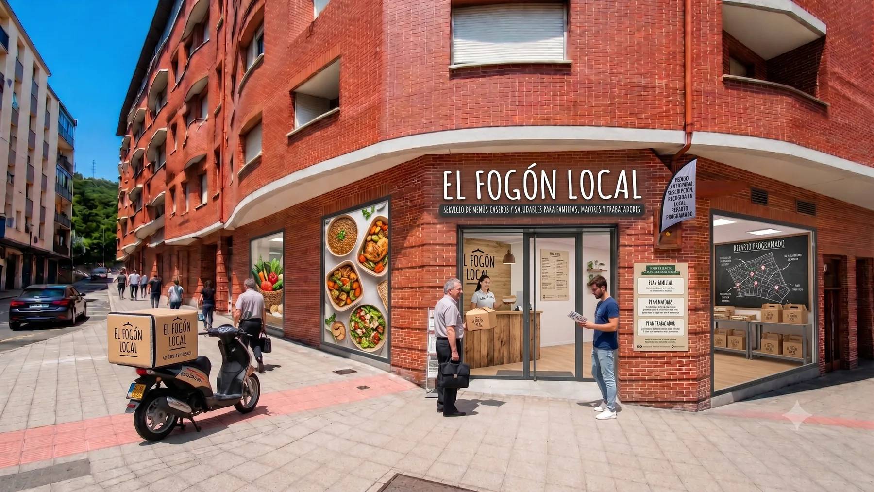 Vista del local como cocina saludable de reparto programado
