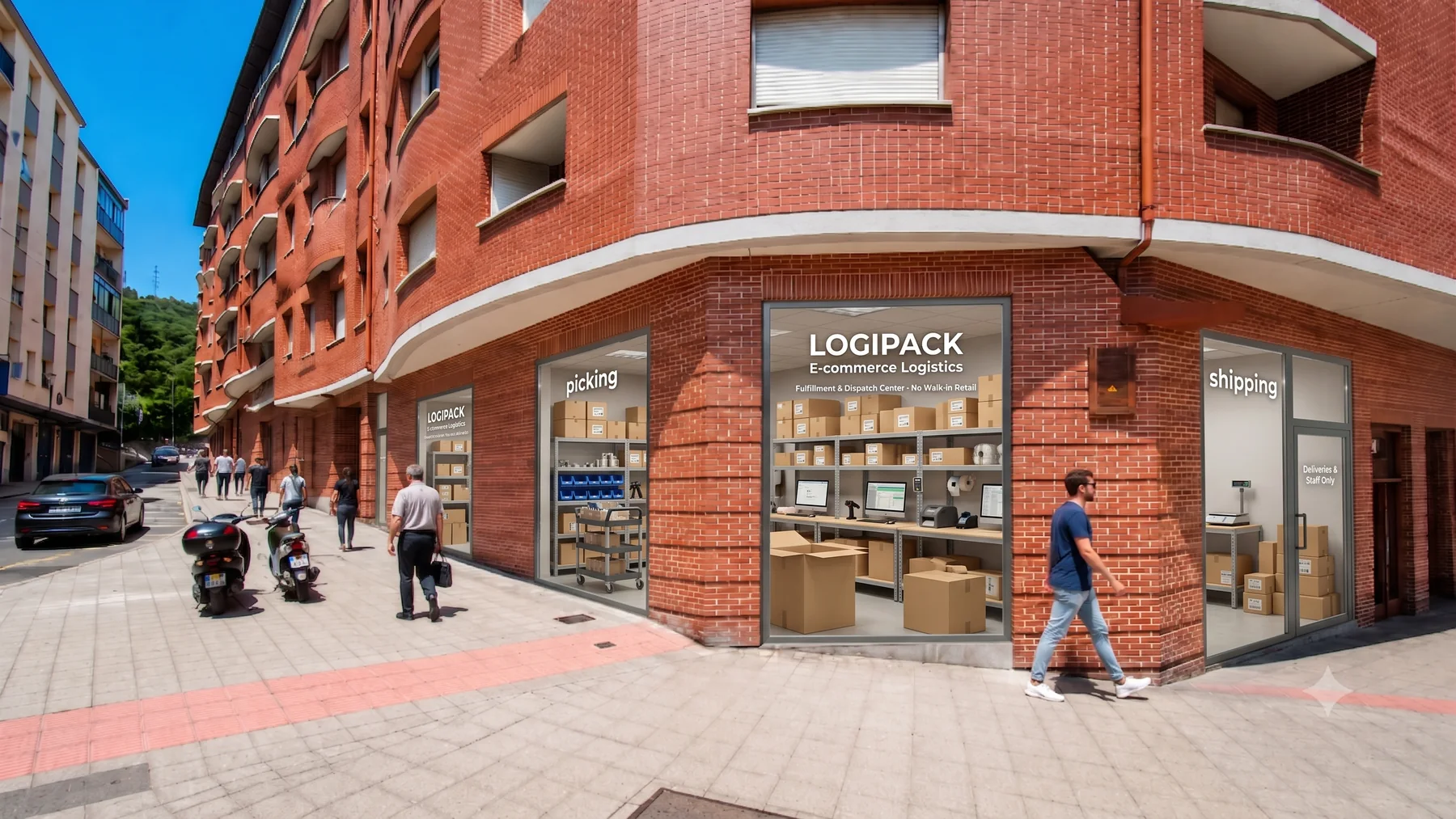 Vista del local como centro de logística ligera para e-commerce